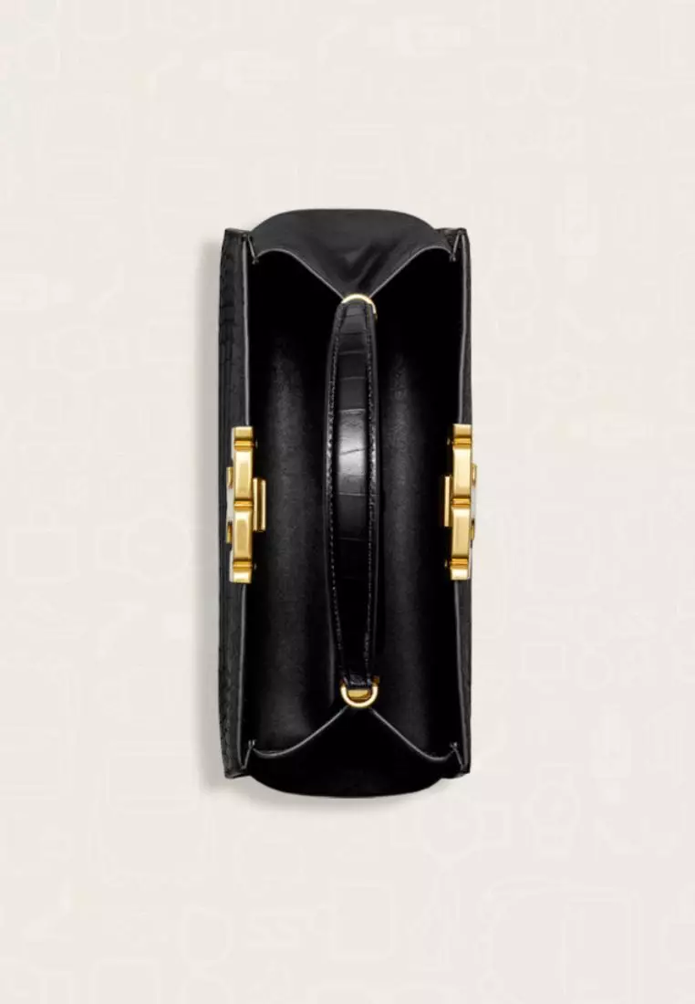 Tory Burch Eleanor Croc Embossed Satchel Black