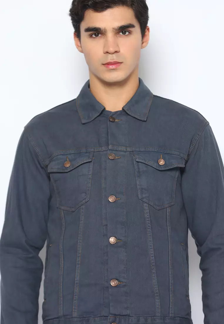 Jaket Denim Pria Washed Grey 192403