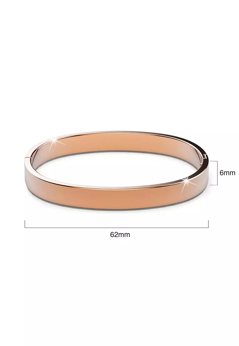 Serena Solid Flat Hinged Bangle in Rose Gold
