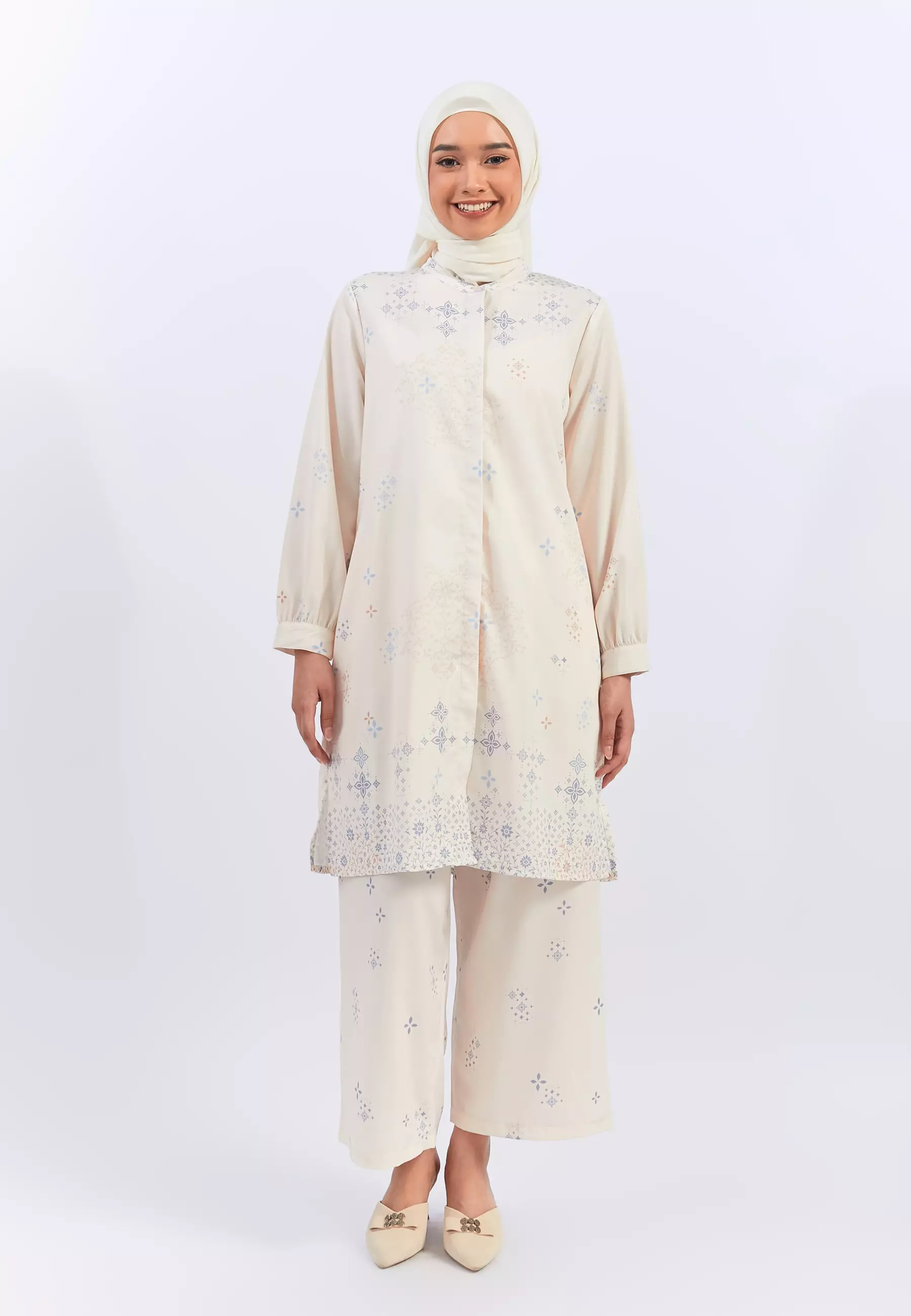 Geela X Aurelie Hermansyah - Yasmin Flower Cream Tunic (G.1729)