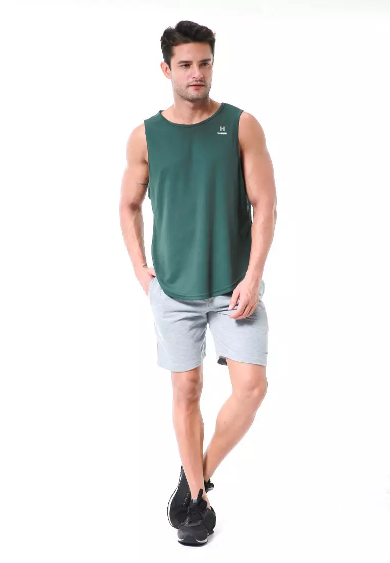 Bobby Atasan Kasual Pria Singlet Gym Motif Polos Sleeveless Sports Shirt Material Polyester Fiber ORIGINAL - Dark Green