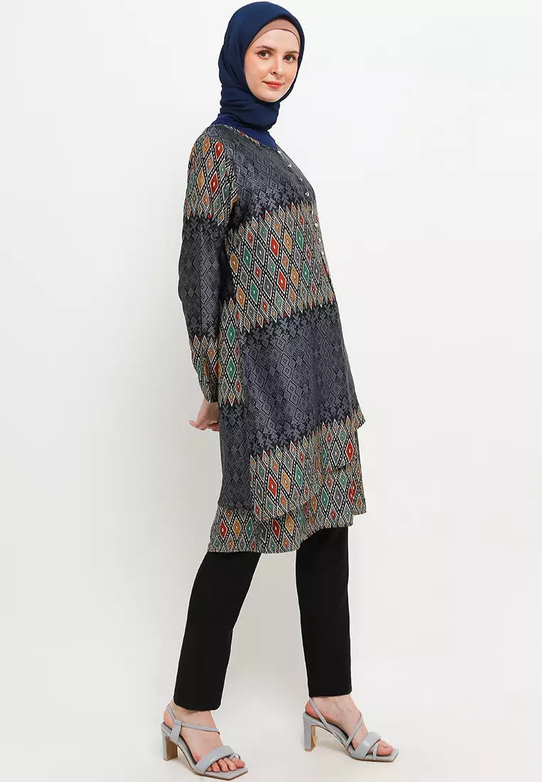 Ebru Tunic In Black Batik Print