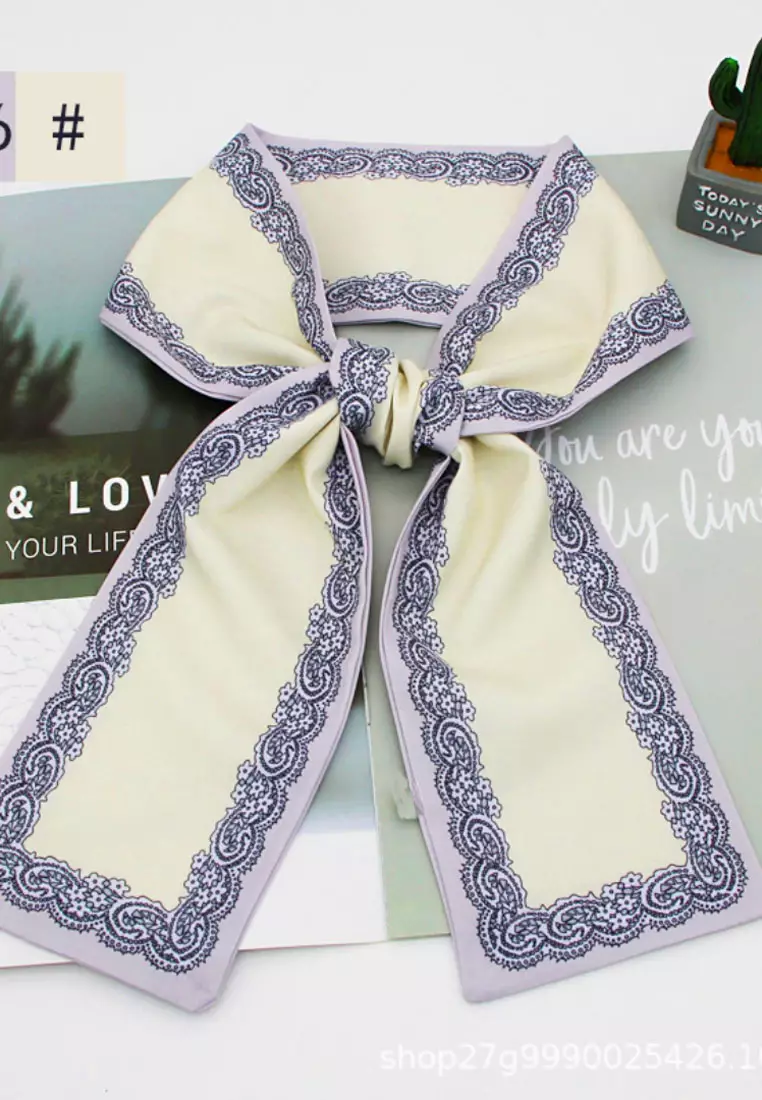 Aksesoris Wanita Paisley Border Twilly Skinny Multi purpose Scarf Wanita Lilac