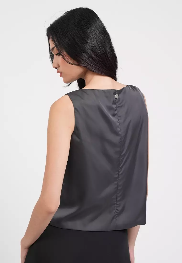 Athena Satin Draped Sleeveless Top