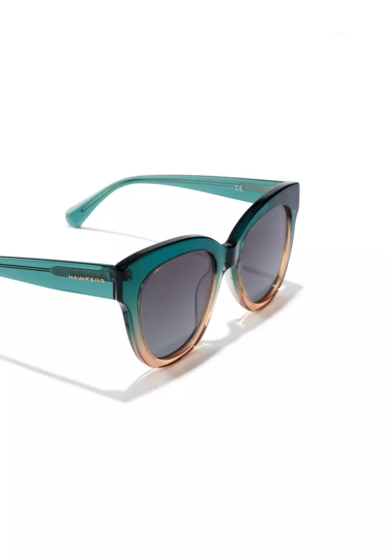 HAWKERS Green Champagne AUDREY Sunglasses for Women, Femenine. UV400 Protection. Official Product designed in Spain