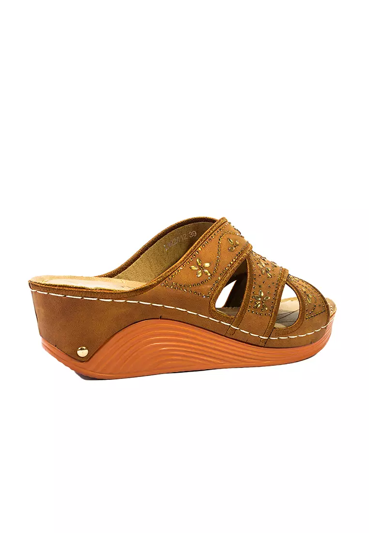 Women's Wedge Sandals LV 22412 Brown C61
