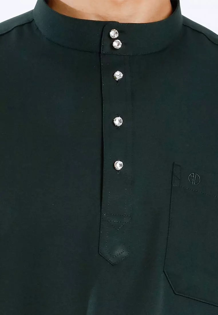 Alain Delon Baju Melayu Regular Fit Sedondon anak Budak - 19025001-49DarkGreen