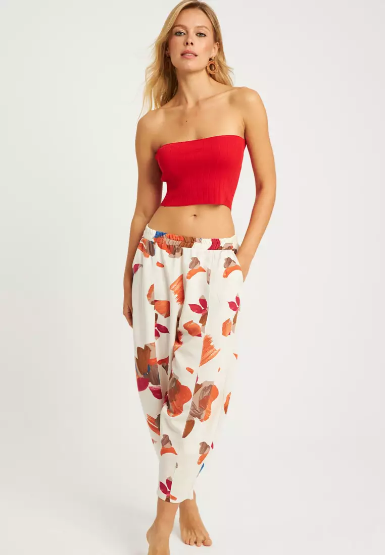 Patterned Linen Shalwar Trousers