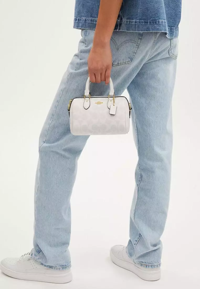 Coach Mini Rowan Crossbody In Signature Canvas Glacier White