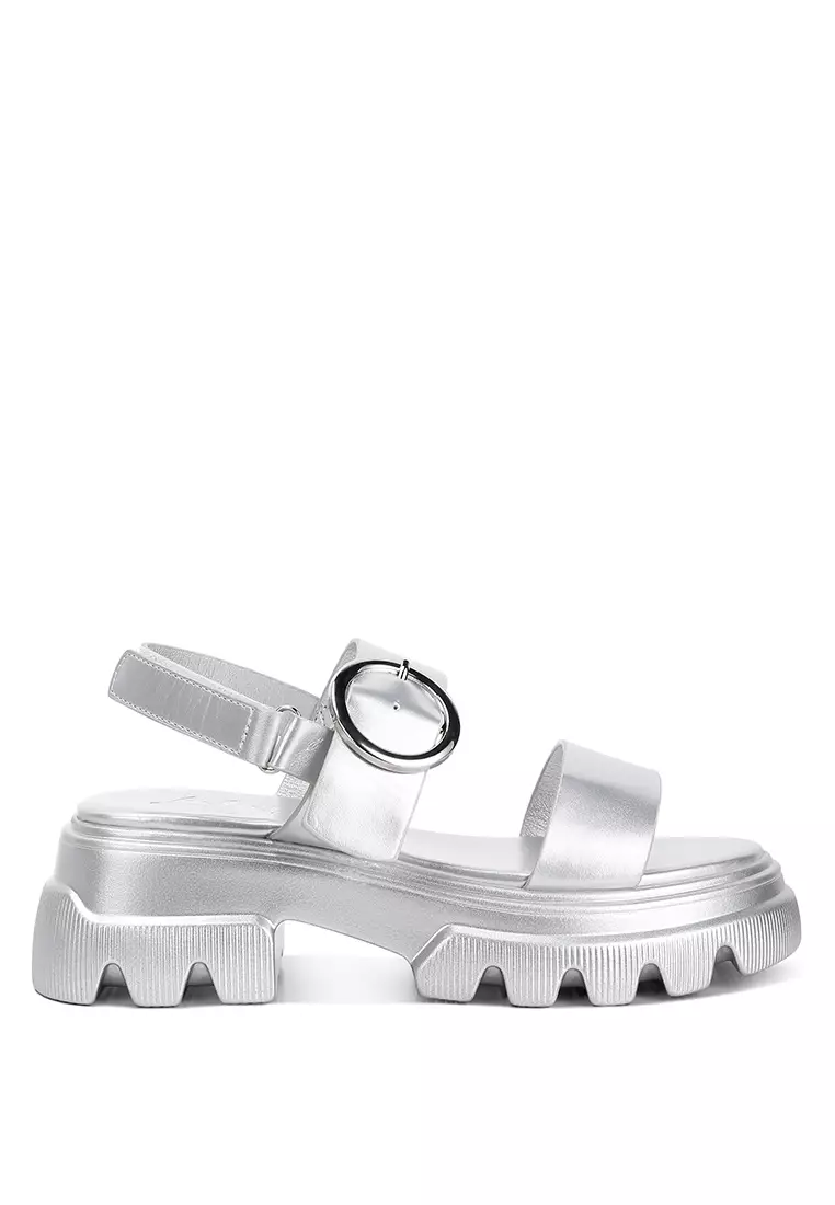 Discount on London Rag  shoes - SKU: Silver Metallic Chunky Sandals