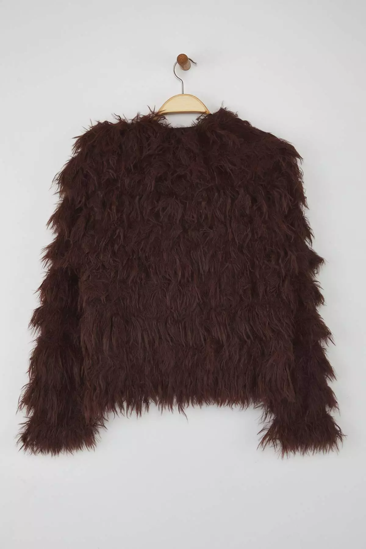 Brown Coat-Look Wide-Mould Tassel Detailed Soft Texture Knitwear Cardigan Twoaw26Hi00012