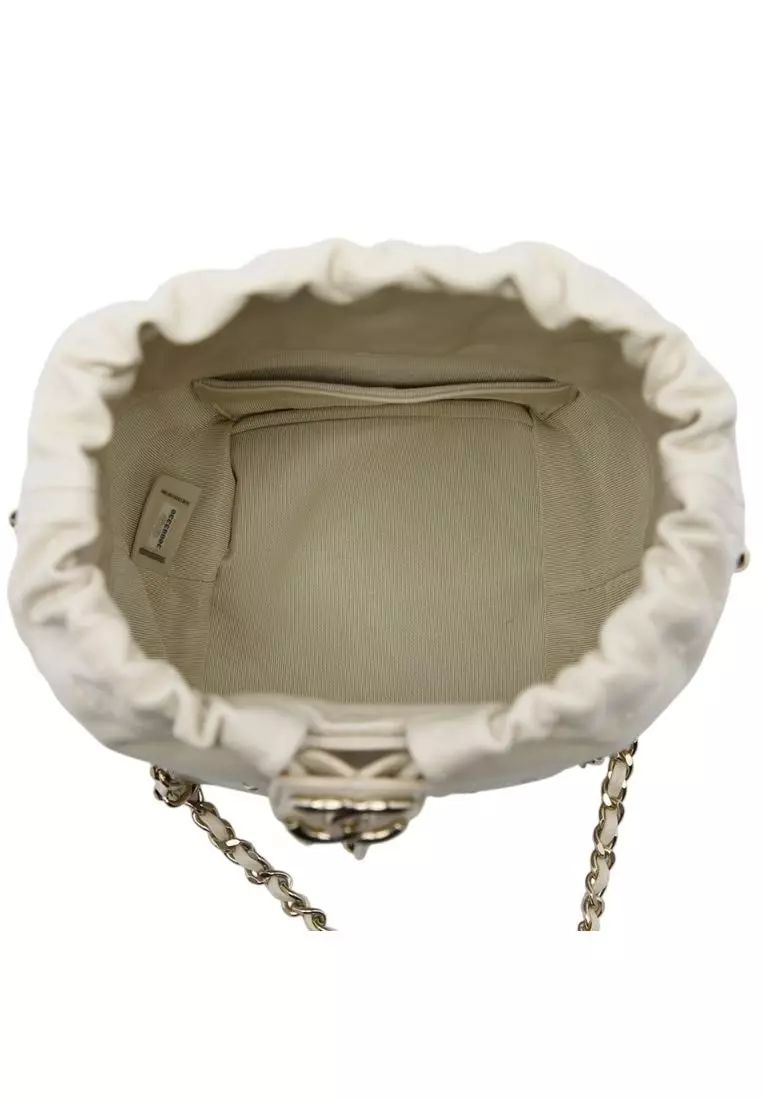 Pre-Loved Chanel Mini Lambskin Cc Chain Frame Drawstring Bucket Bag