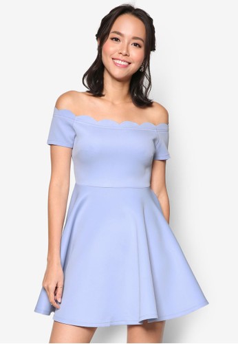 Scallop Edge Off-Shoulder Dress