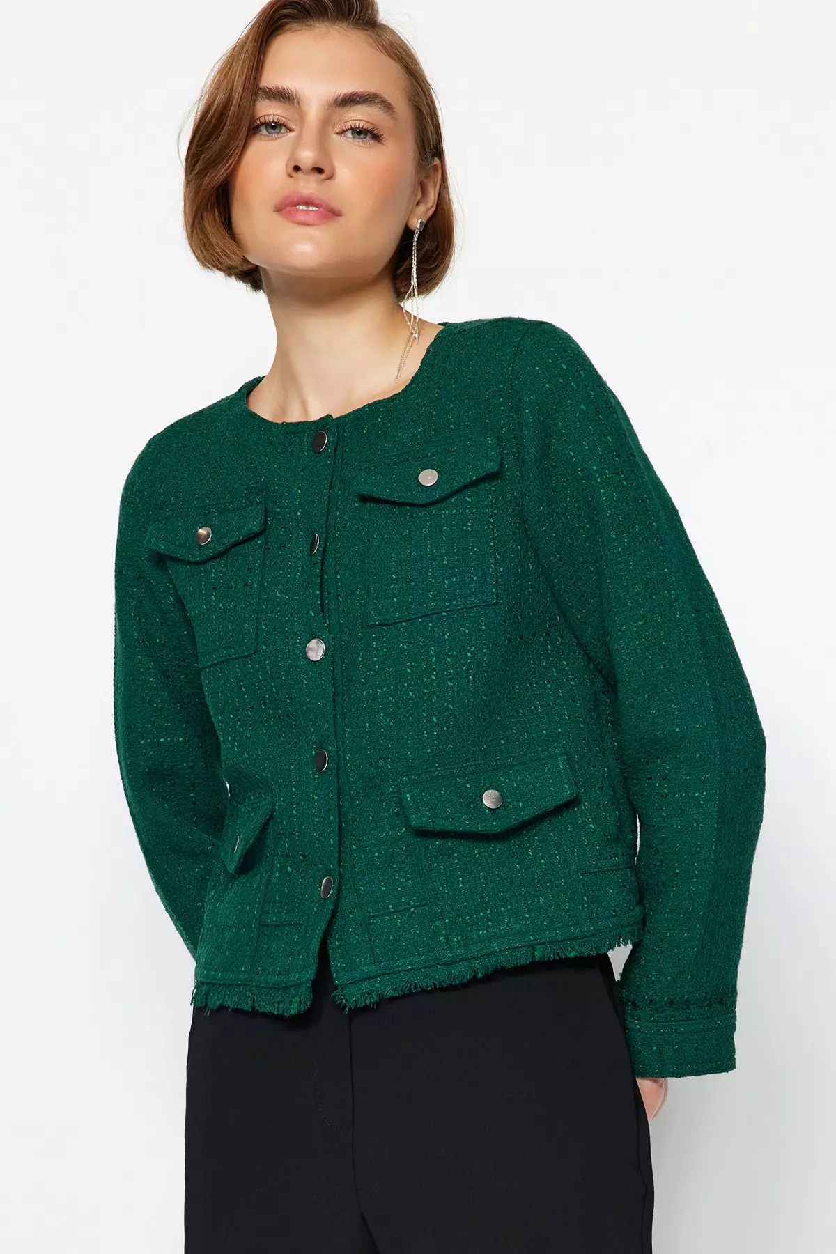 Green tweed jacket clearance womens