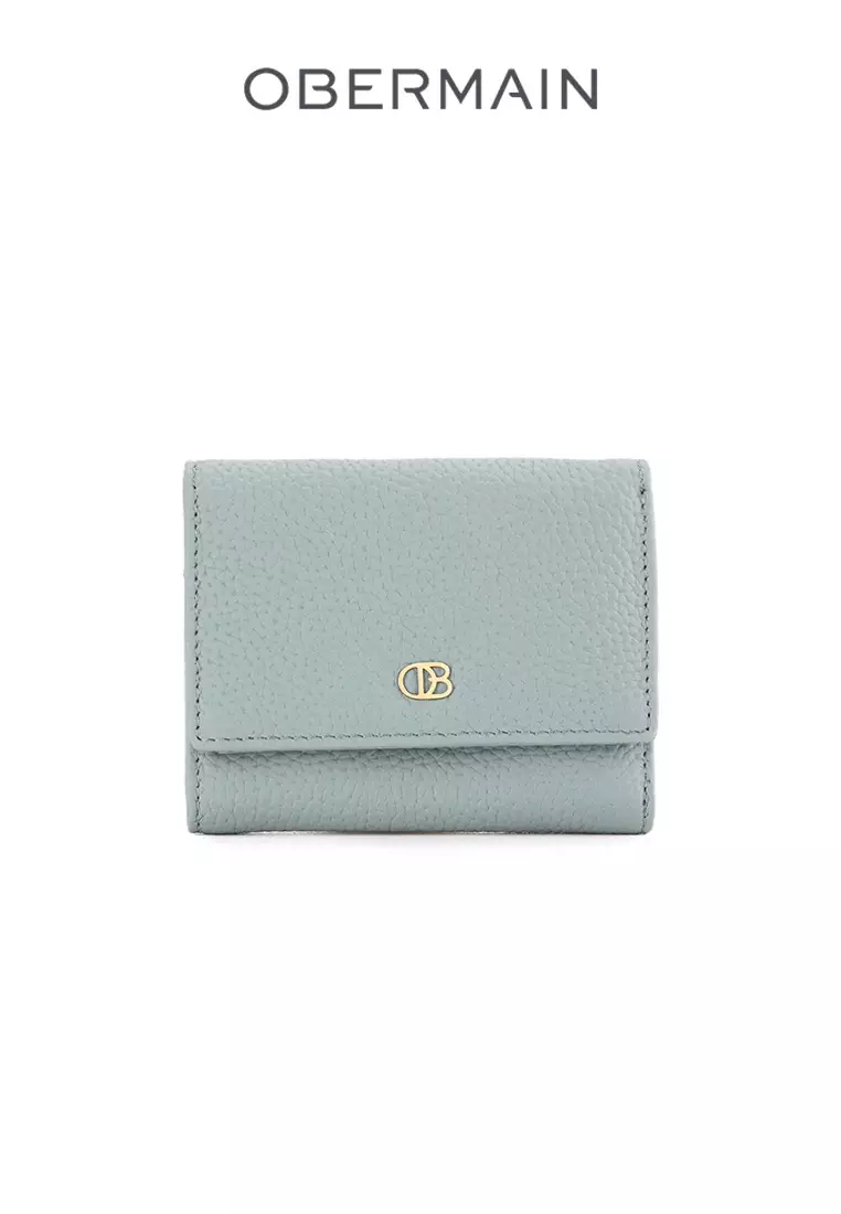 Ladies RFID Short Wallet Genuine Leather Khaki