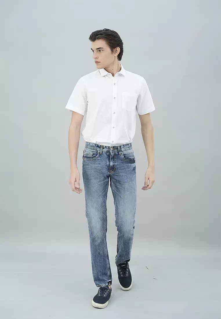 LGS - Celana Jeans Pria - Celana Panjang Jeans Light Blue - Motif Washed - JPF.492.P103.A662.C