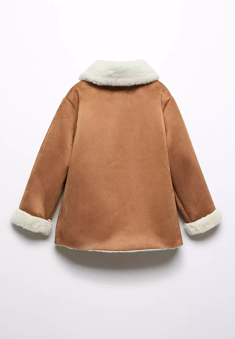 Mango faux shearling lined coat sale