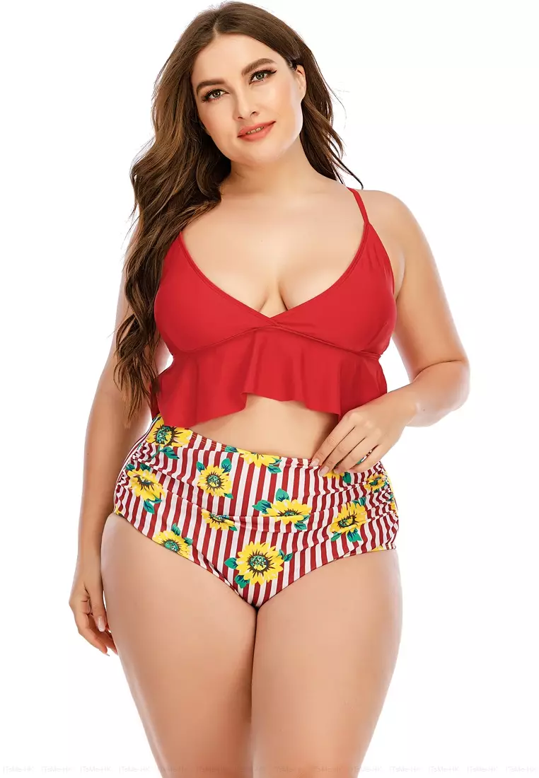 Buy SEA GROVE Plus Size 2PCS Sexy High Waist Bikini Swimsuit