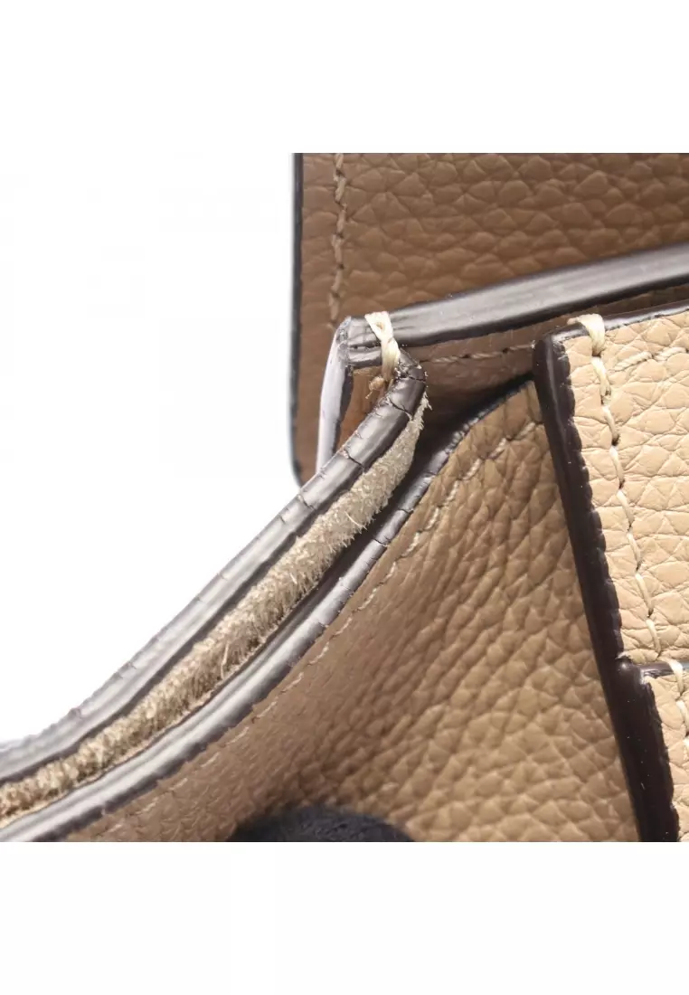 Pre-Loved Celine luggage micro shopper Handbag tote bag leather beige