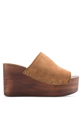 Wooden Sole Leather Wedges