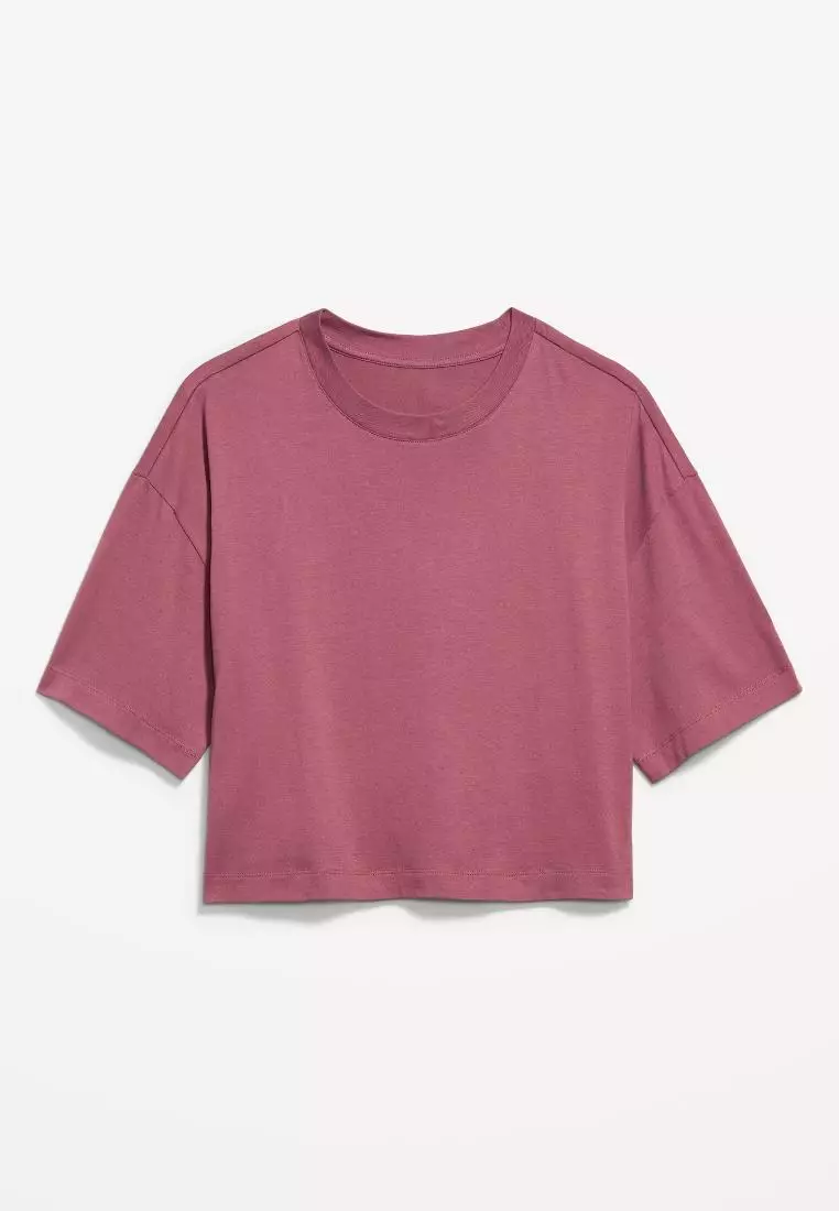 Vintage Crew-Neck Oversized Crop T-Shirt
