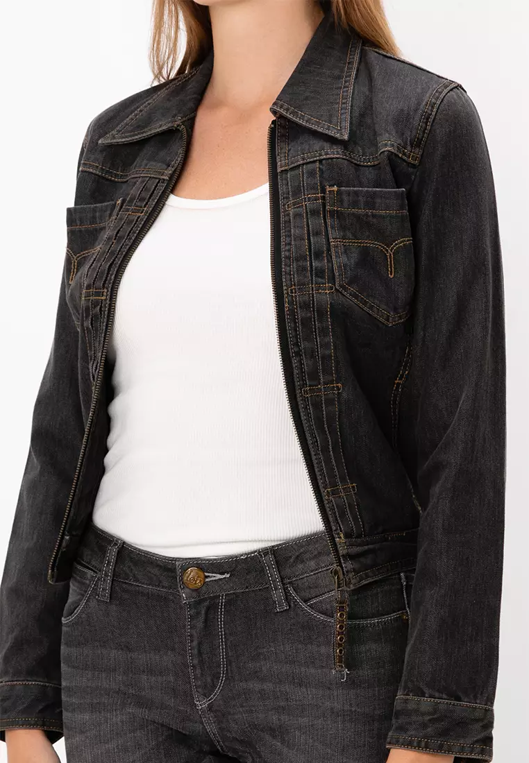LJK LADIES DENIM ZIPPER JACKET