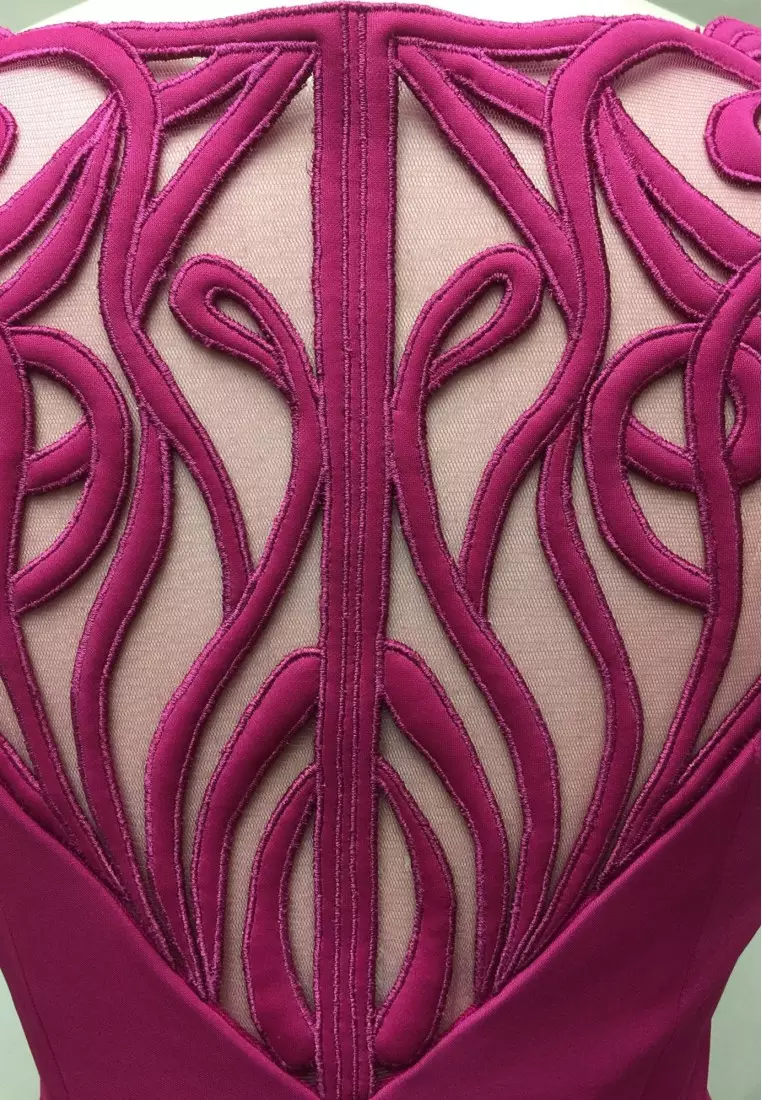Elegant Sheer Embroidery Ruched Party Dress