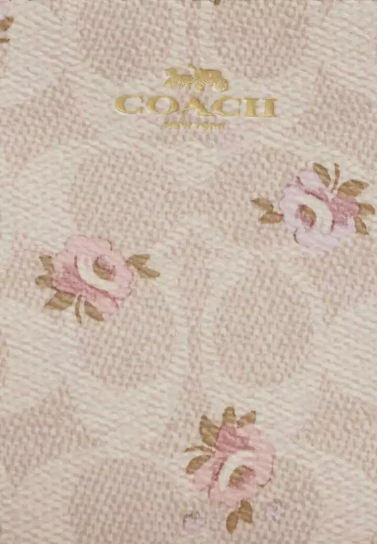 Corner Zip Wristlet In Signature Canvas With Floral Print Sand Multi CAR20