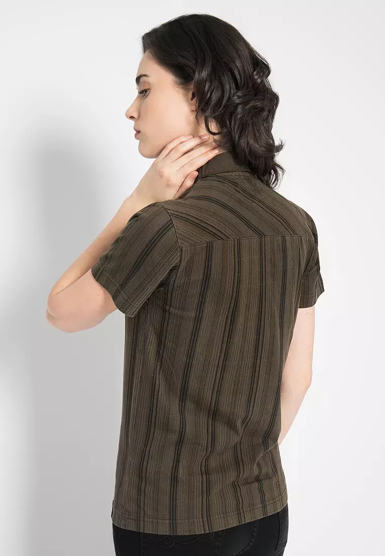 LGS - Kaos Casual Wanita - Kerah - Dark Brown - LLTS.520.HD136B.031.7C