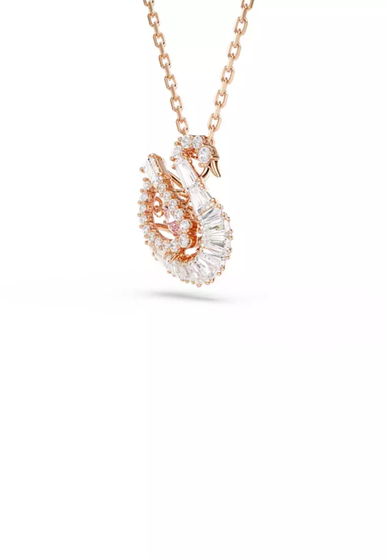 Swan Pendant, Mixed Cuts, Swan, Pink