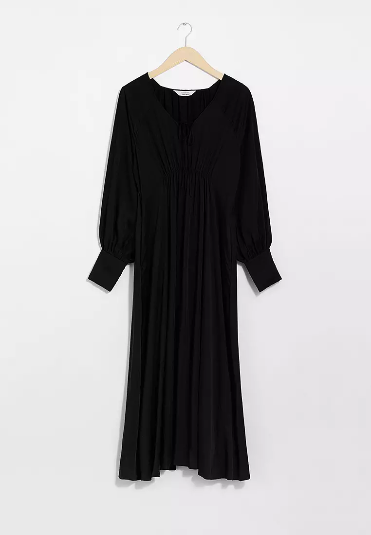 V-Cut Satin Midi Dress