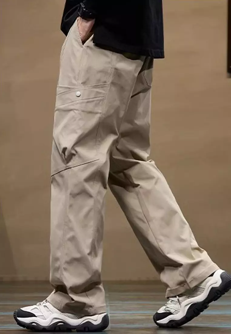 抽繩休閒寬腿褲