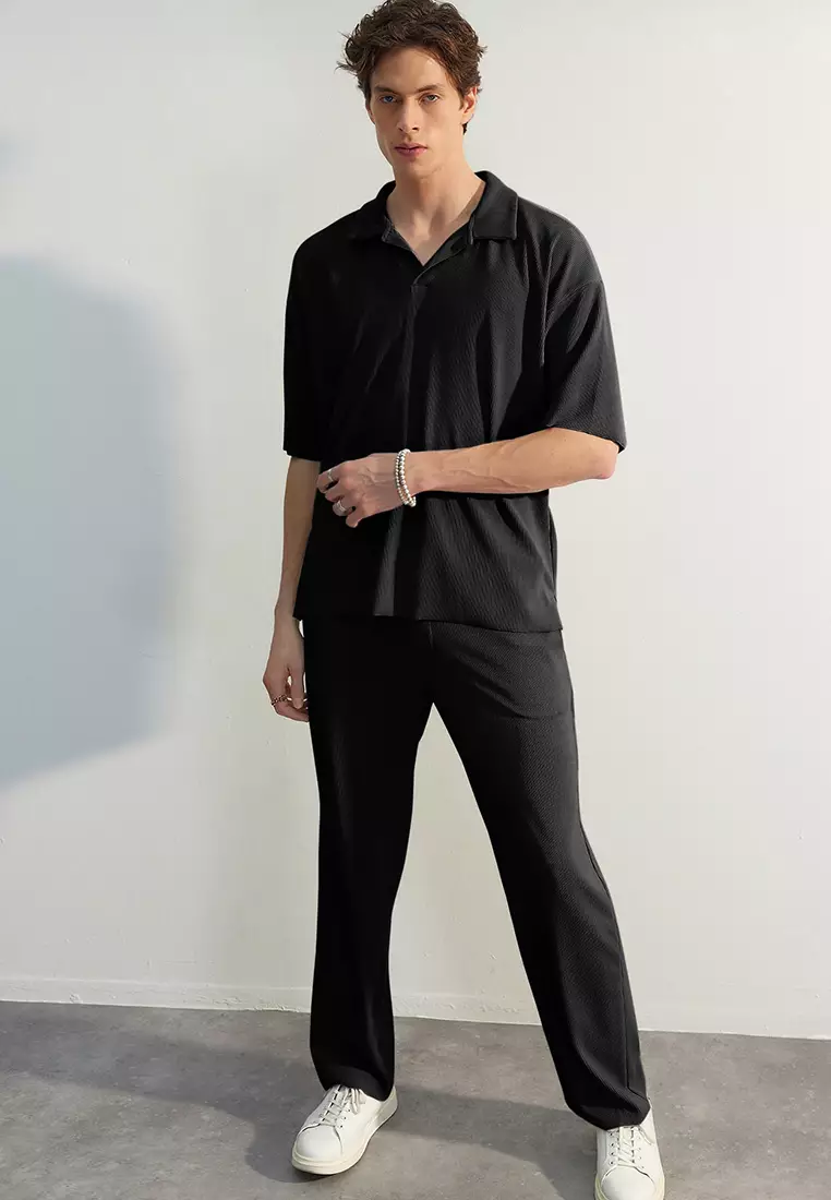 Textured Wrinkle Free Polo Shirt