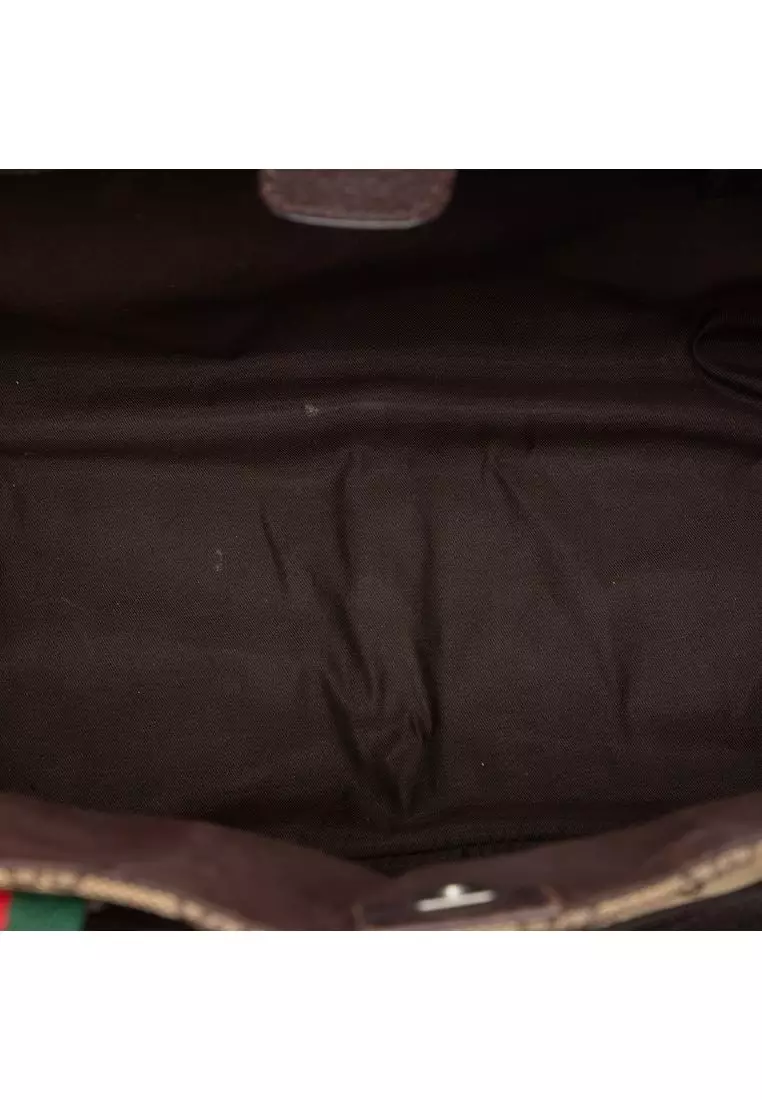 Pre-Loved Gucci Gg Canvas Web Double Pockets Tote
