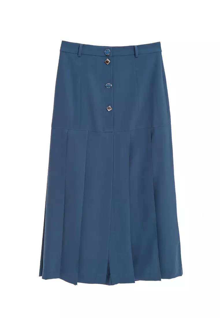 Box Pleats Midi Skirt