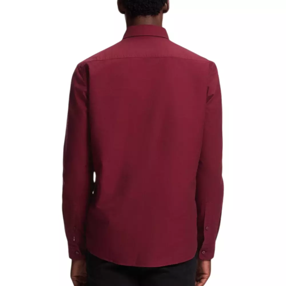 H-Roan-BD Slim Fit Shirt in Oxford Cotton Dark Red