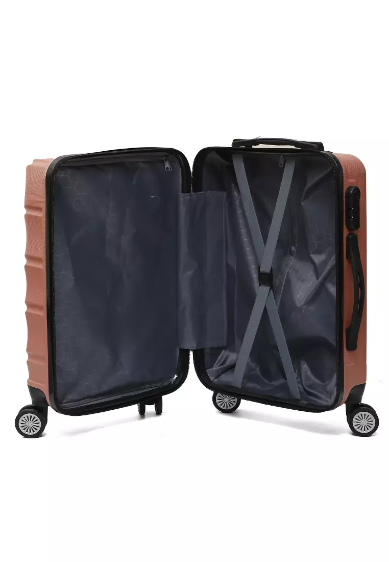 Carlton Koper Cabin Hardcase Unisex Size 20Inch Suitcase Combination Lock Large Compartment Material ABS+PVC Coated ORIGINAL - Rose Gold