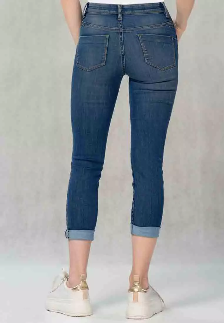 C2 Wizler Blue Jeans Capri Push Up