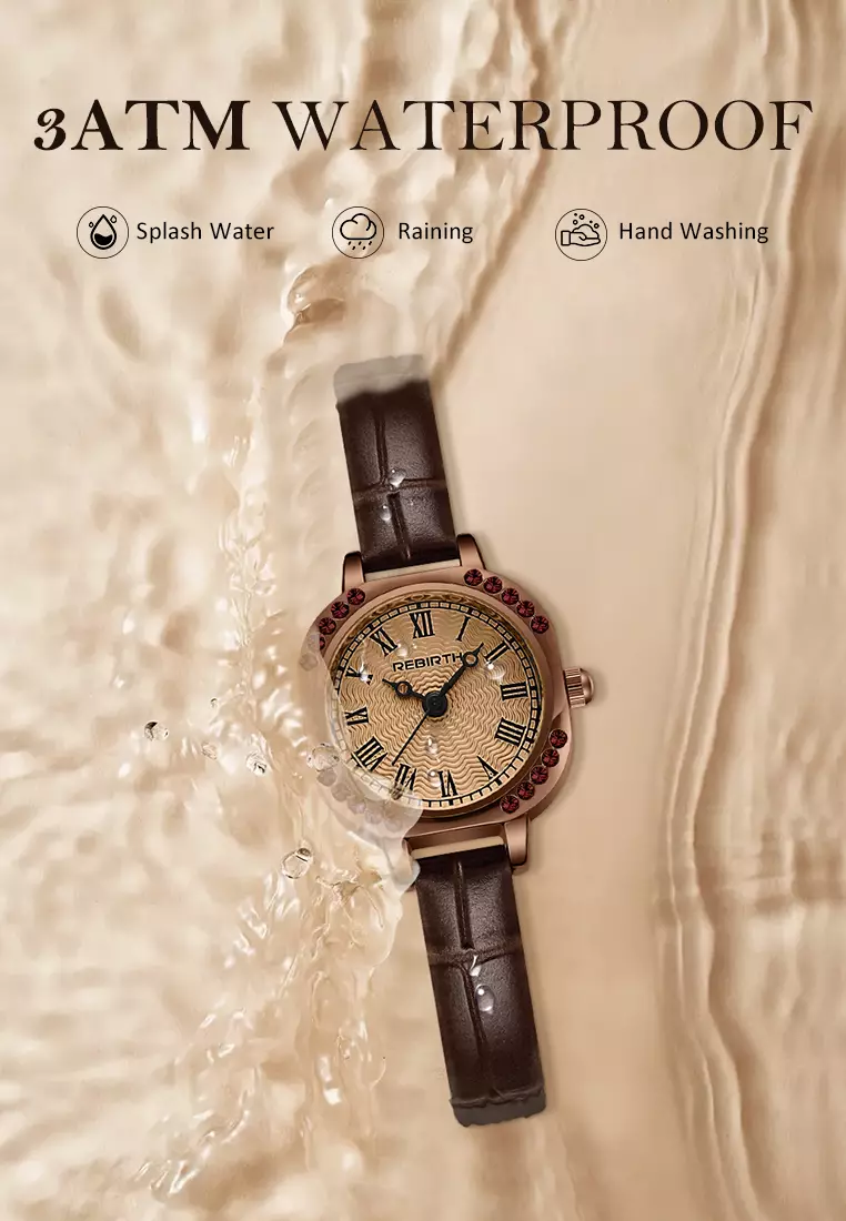 Jam Tangan Wanita Anti Air Original Korea Elegan Antik Style Jam Tangn Cewek Kecil Tali Kulit brown