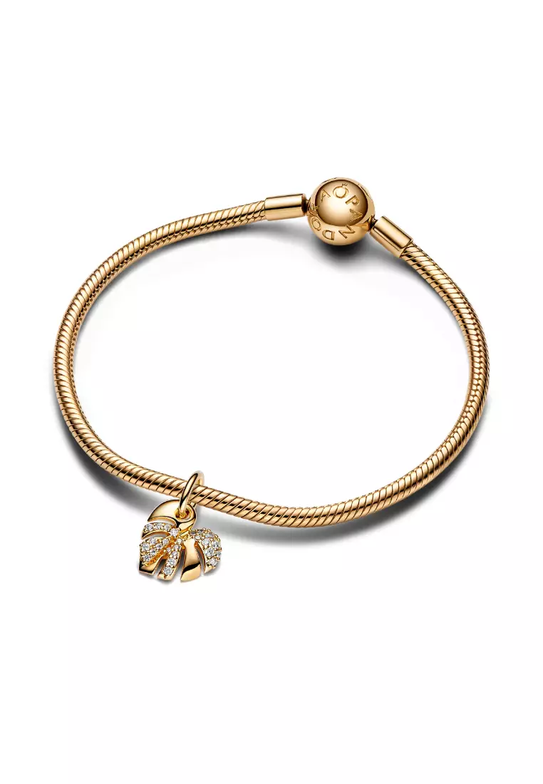 Sparkling Monstera Leaf Dangle Charm