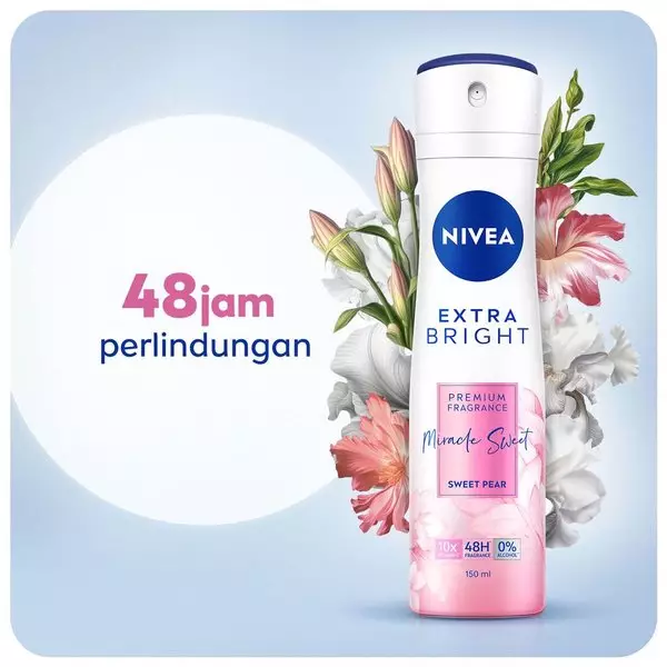 NIVEA Deodorant Spray Extra Bright Premium Fragrance Miracle Sweet 150ml