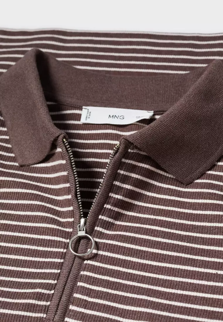 Ribbed Polo-Style Sweater