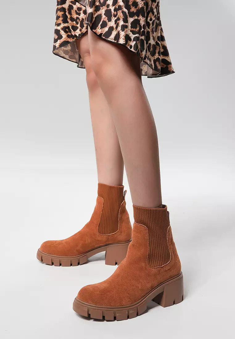 Knitted Stitched Suede Chelsea Boots WTY2030-12