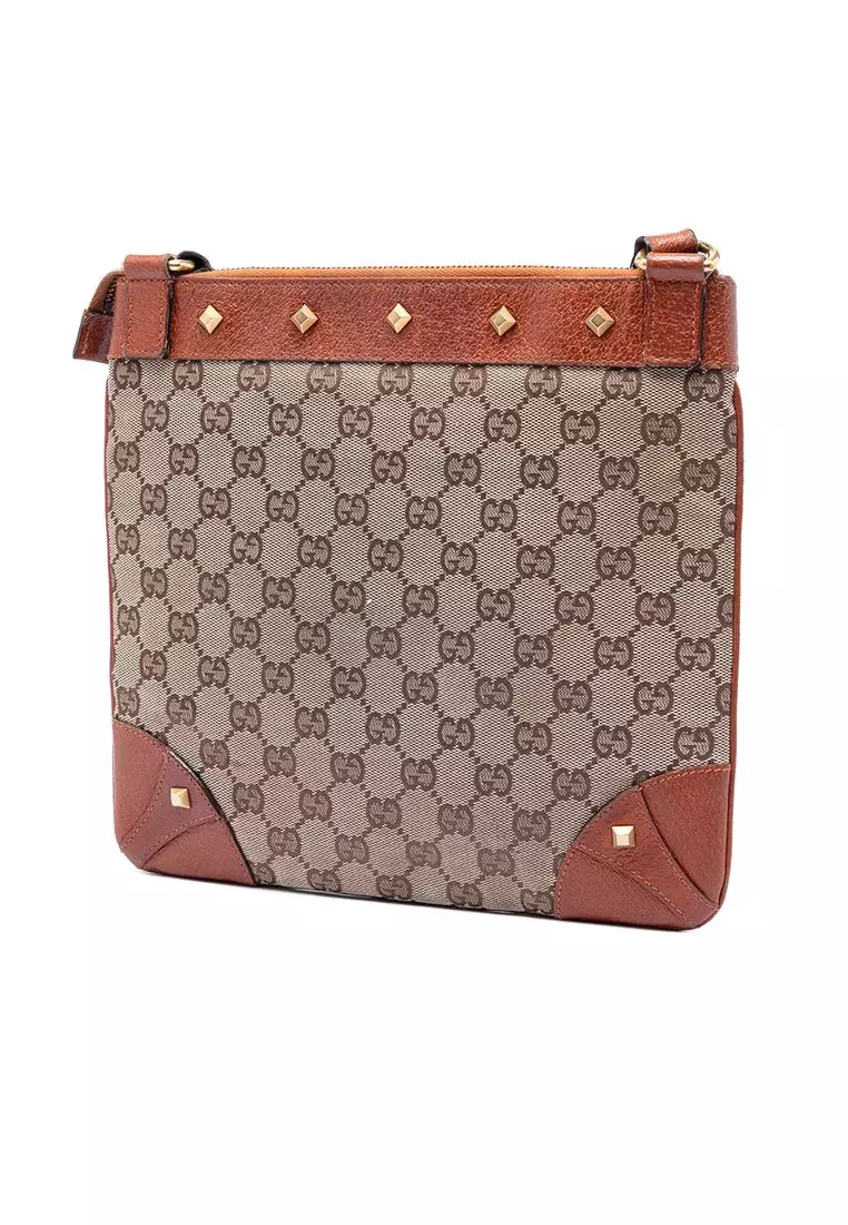 Pre-Loved Gucci Gg Canvas Nailhead Crossbody