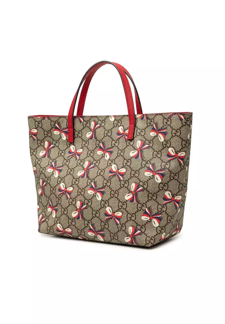 Pre-Loved Gucci Childrens Gg Supreme Ribbon Tote