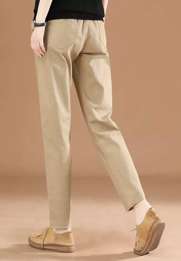 Buy A IN GIRLS Elastic Waist Solid Color Casual Pants 2024 Online