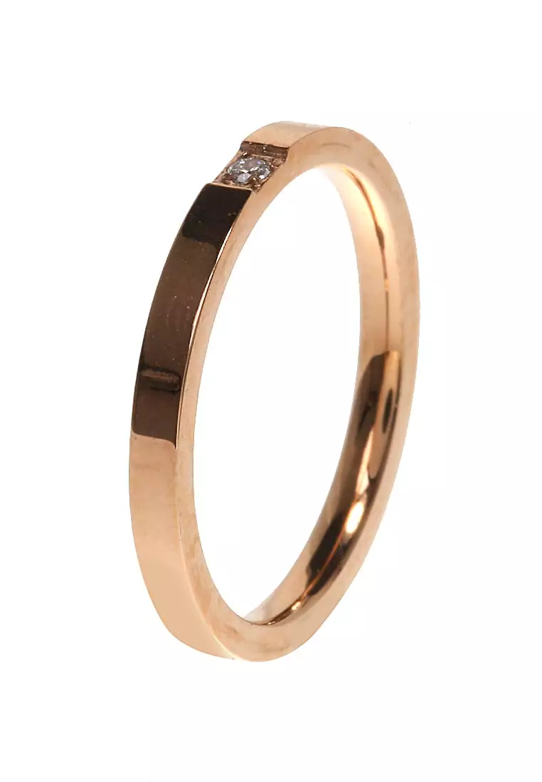Cincin Titanium Aksesoris Wanita Design Simple Elegant Look Premium Quality - Rosegold
