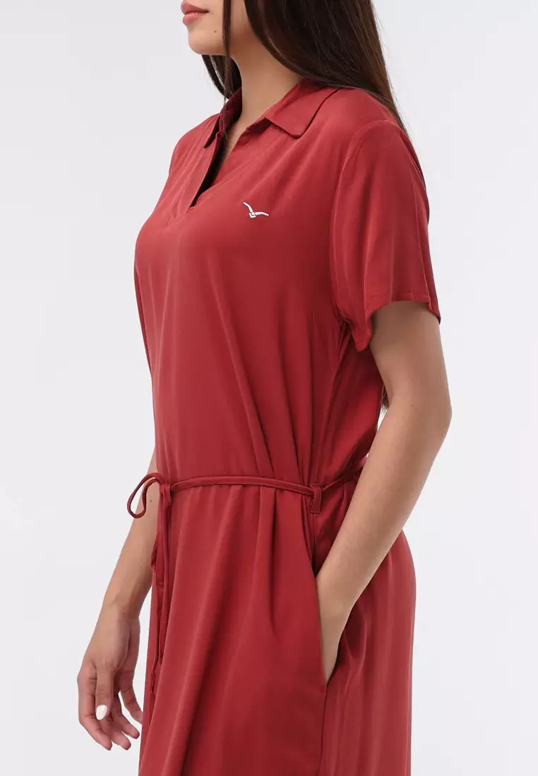 Plain Single Bold Twill Short Sleeve Dress