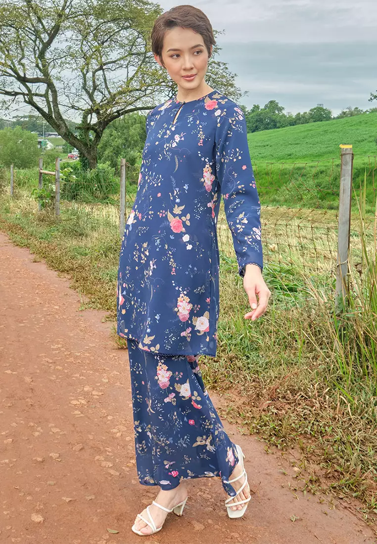 Duyong Blouse & Skirt - Navy Garden