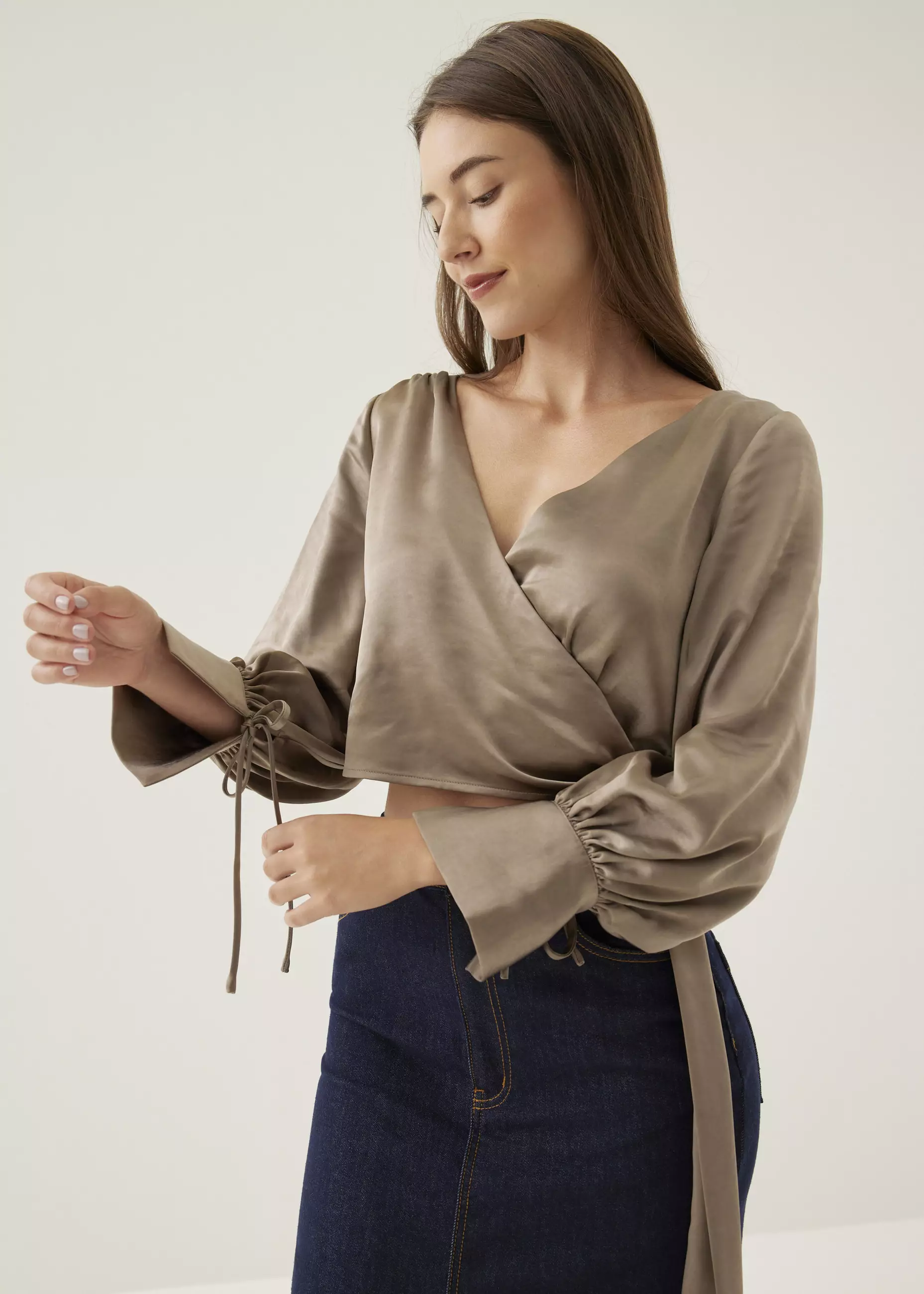 Atasan Wanita - Elicia Satin Wrap Blouse